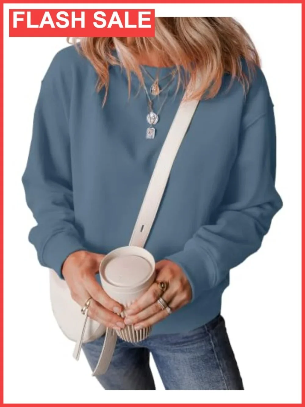 Womens Crew Neck Sweatshirt Polyester Spandex Pullover Long Sleeve Casual